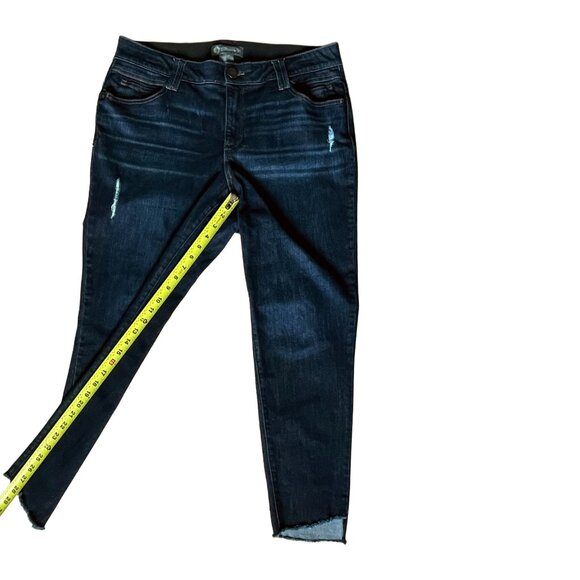 Democracy 16W Ab Technology Ankle Jeans Blue Distressed Slimming Fit - Picture 10 of 13